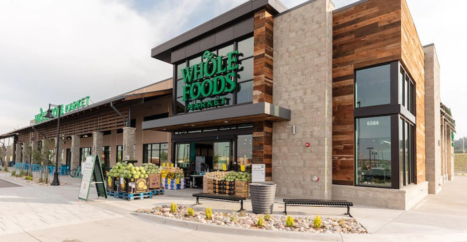 Whole Foods store entrace where Nora Seaweed Snacks are sold